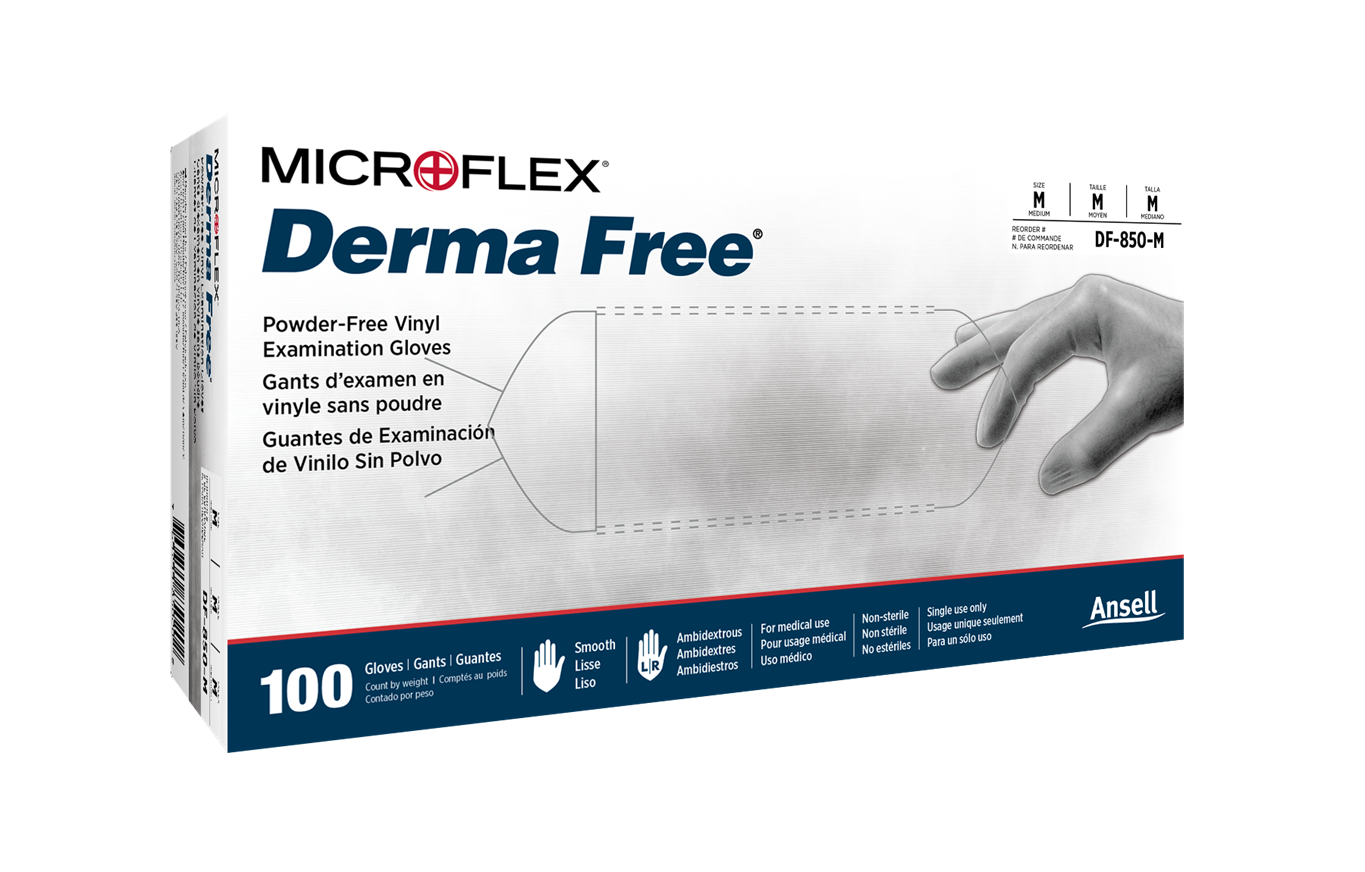 ANSELL MICROFLEX DERMA FREE POWDER-FREE VINYL EXAM GLOVES