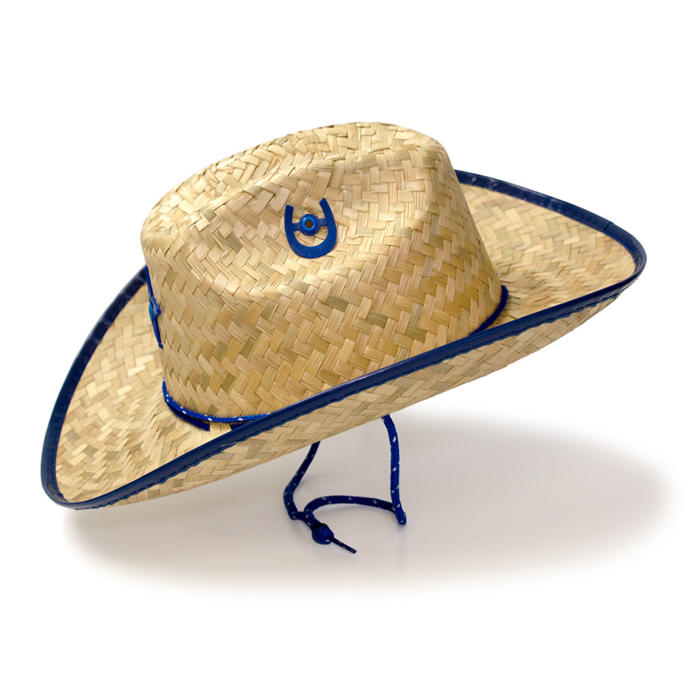 Kid's Palm Straw Sheriff Hat with Blue Trim Western Express