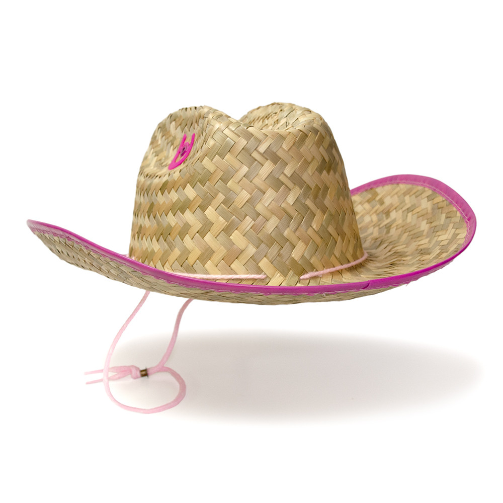 Straw Hat Pink Cowboy Hat Spotlight Kid's Palm Straw Sheriff Hat1
