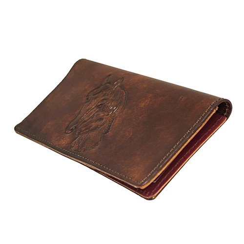 Made in the USA - Antiqued Brown Genuine Leather Checkbook Wallet