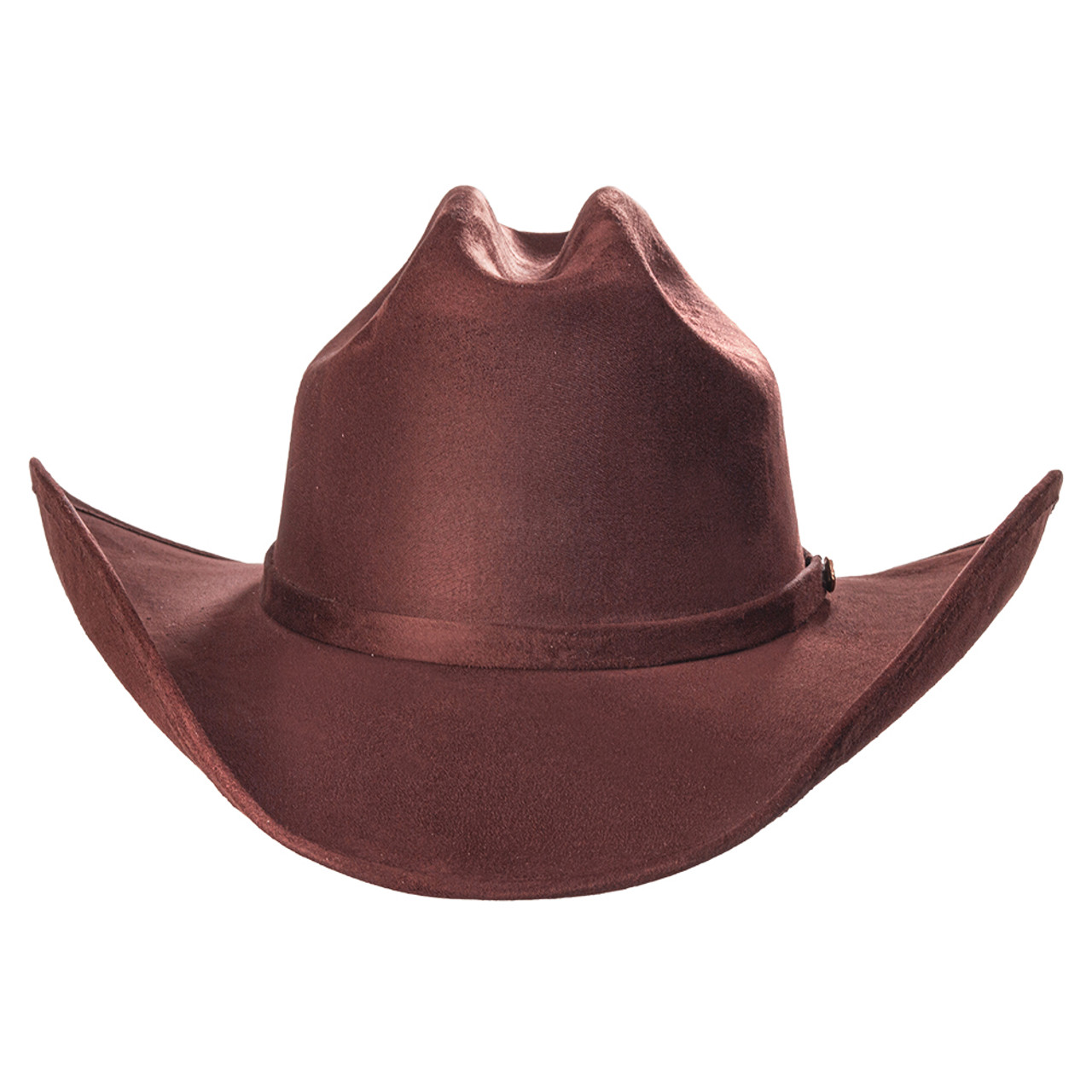 Brown & Camel Suede Like Western Hat with Sunburst Concho on Hat Band CL-98