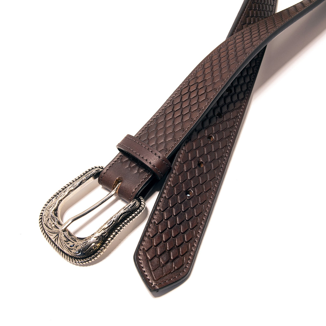 Snake Skin Pattern Top Grain Leather Belt - Western Express