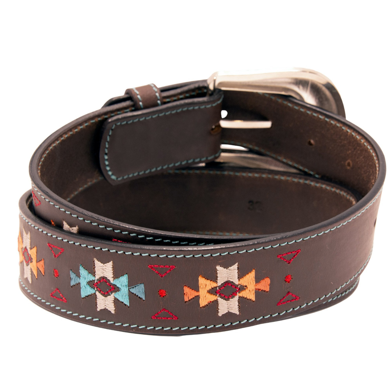 Southwestern Embroidery Top Grain Leather Belt - Western Express