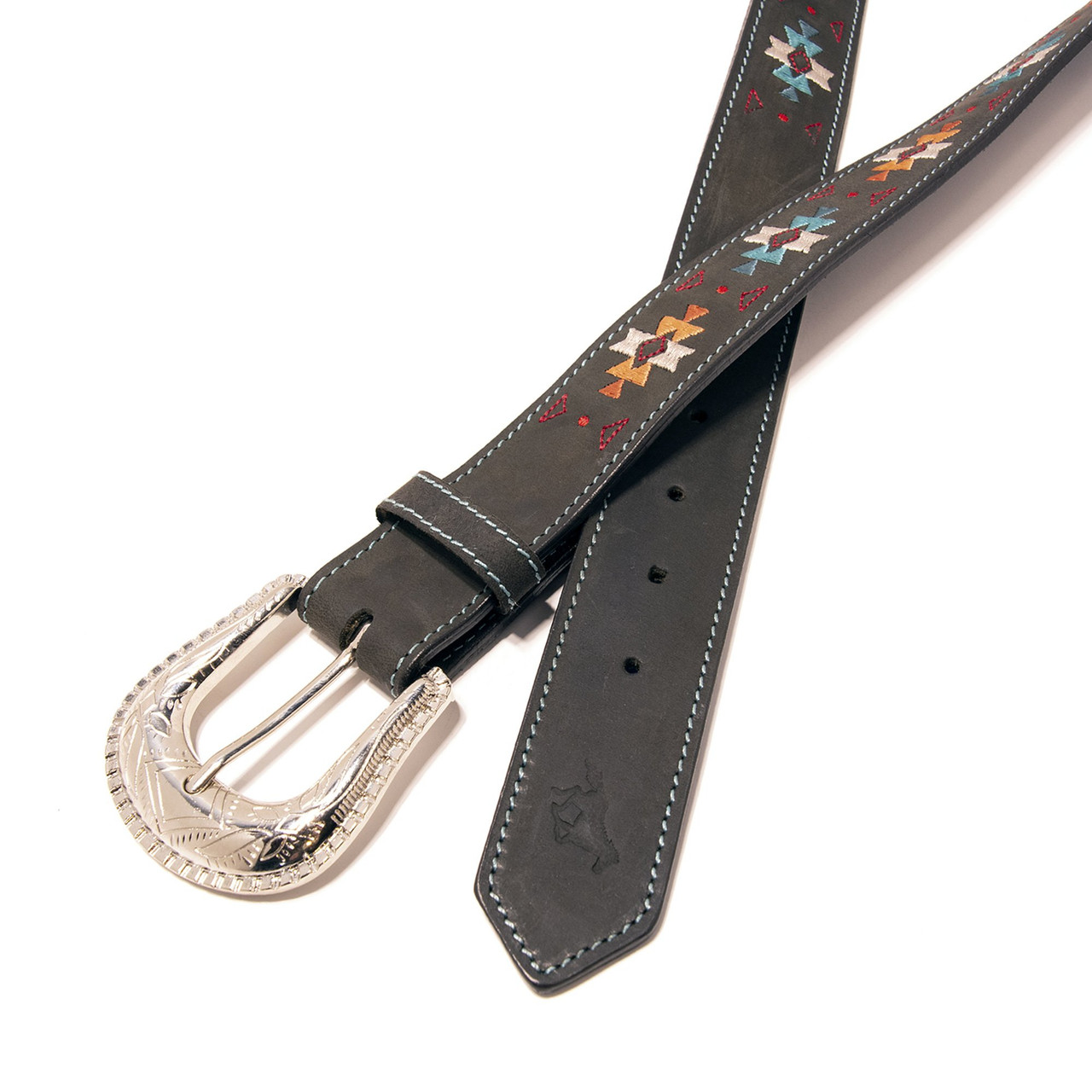 Southwestern Embroidery Top Grain Leather Belt - Western Express