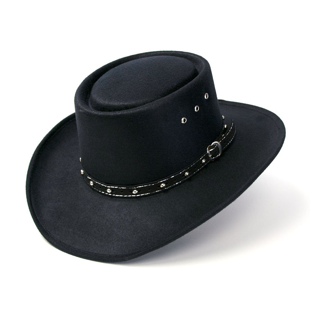 Black Felt Finish Western Gambler Hat - Western Express display picture 1