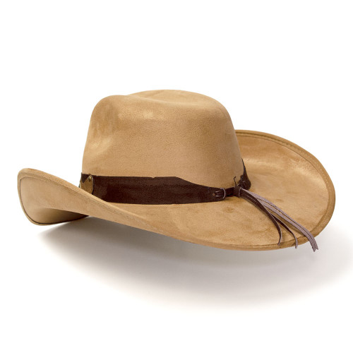 Brown & Camel Suede Like Western Hat with Sunburst Concho on Hat Band CL-98