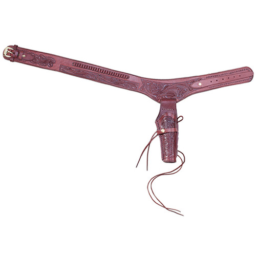 Wine .22 Caliber Tooled Leather Single Holster Belt