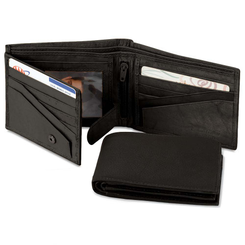 Black Leather Bifold Wallet - 2314