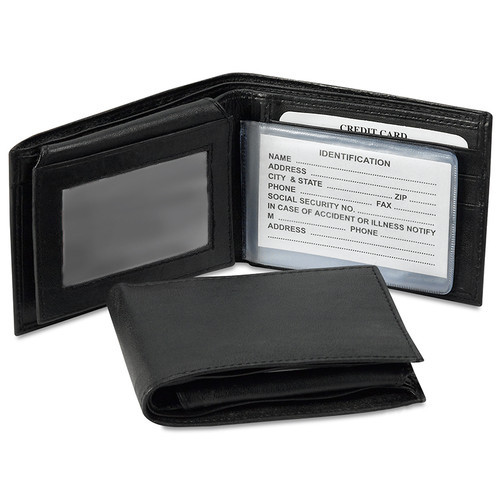 Black Leather Bifold Wallet - 216