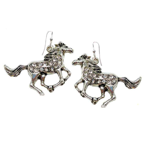 Galloping Horse Rhinestone Earrings