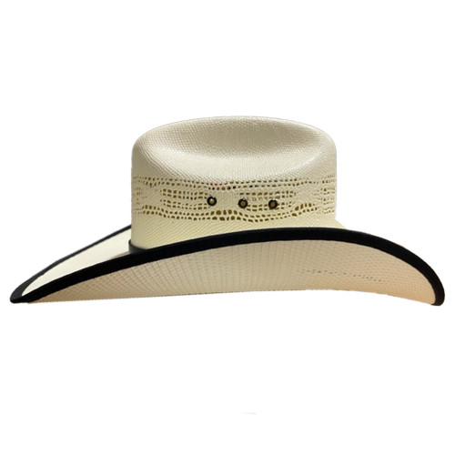 Natural Straw Western Bangora Hat with Black Trim (Seconds)