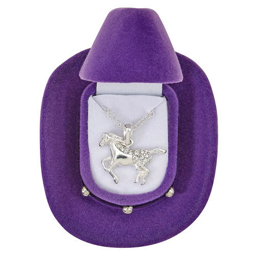 Galloping Horse Necklace in Cowboy Hat Gift Box