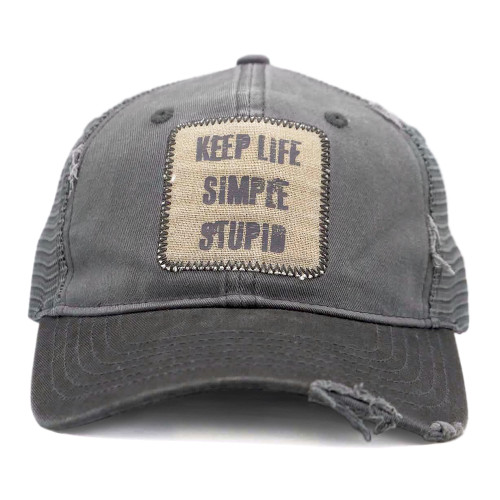 Gray & Black "Keep life simple stupid" Ball Cap