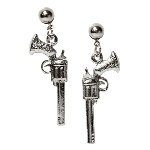 Made in the USA - Silver Plated Revolver Earrings with Ball Stud