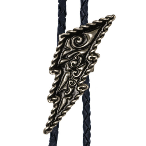 Lightning Bolt Nickel & Black Bolo Tie Lightning Bolt Nickel & Black Bolo Tie