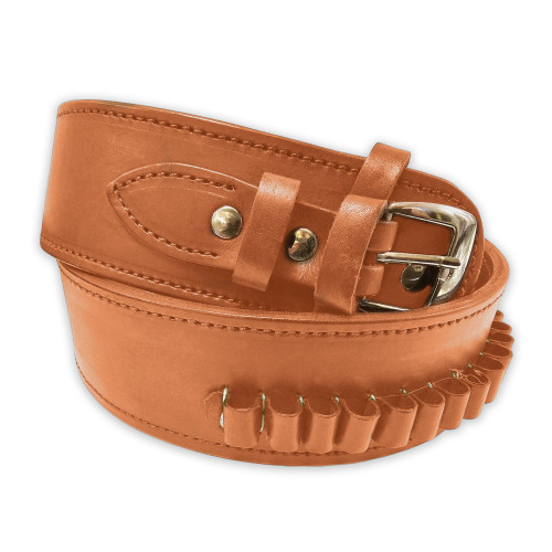Natural .22 Caliber Smooth Leather Cartridge Holster Belt