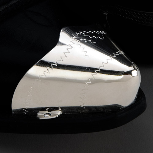 Pointed Silver Boot Tips with Engraved Zigzags