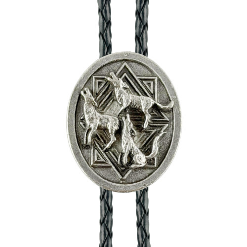 Oval Rodeo Bull Rider Western Bolo Tie - Cast Pewter