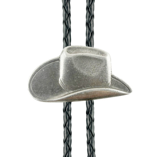 Smooth Cowboy Hat Western Bolo Tie - Cast Pewter