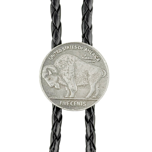 Buffalo Coin Western Bolo Tie - Cast Pewter