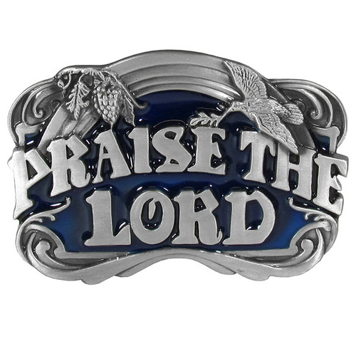 Praise the Lord Belt Buckle with Blue Enamel