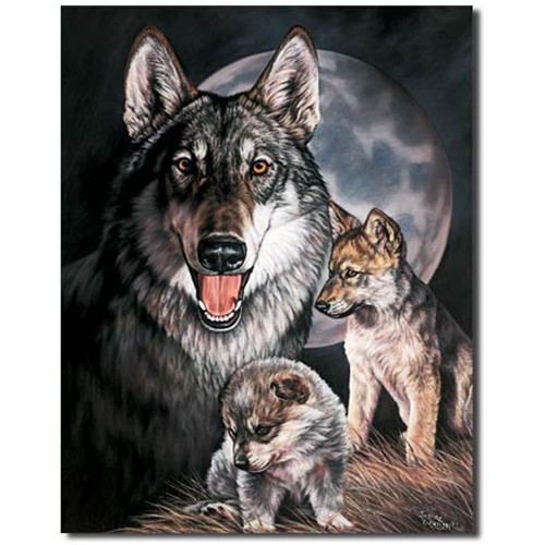 Made in the USA - Wolf Pack with Moon Tin Sign