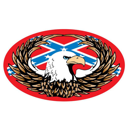 Made in the USA - Eagle on Rebel Flag Oval Sticker