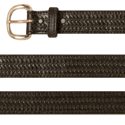 Made in the USA - Black Leather Belt with Weave Pattern