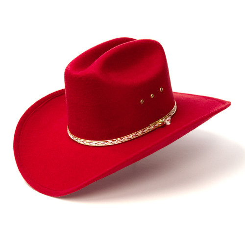 Red Felt Finish Western Cattleman Hat