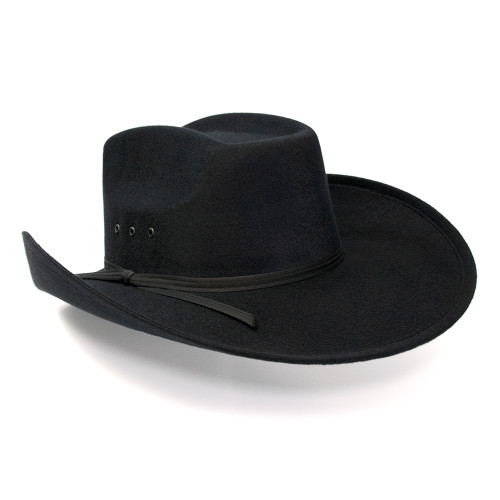 Black Faux Felt Western Wide Cattleman Hat with Black Hat Band ...