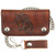 Made in the USA - Antiqued Brown Genuine Leather Chain Wallet with Embossed Horse Heads