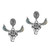 Western Bull Skull Rhinestone Earrings - Silver with Floral Detail