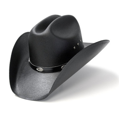 Black Straw Western Cattleman Hat with Silver Conchos 