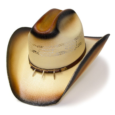 Brown & Beige Straw Western Cattleman Hat with Claw Hat Band  display picture 1