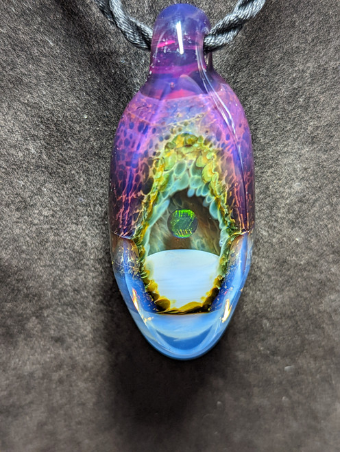 faded pains - boro glass opal geode pendant 
