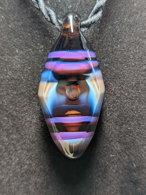 Jelly agate - Boro Glass Opal geode pendant 