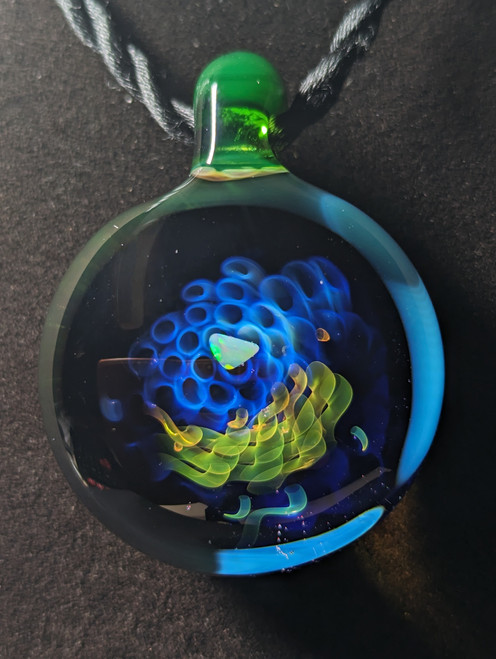 UAP project - Boro glass fumed opal pendant 