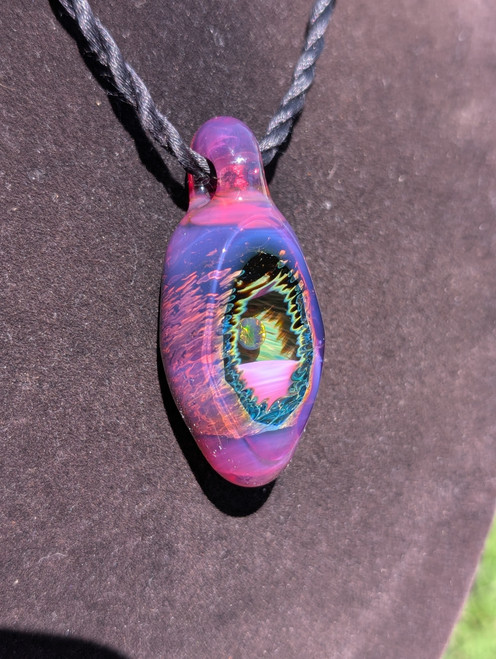 Glem jam - Boro glass opal geode pendant 