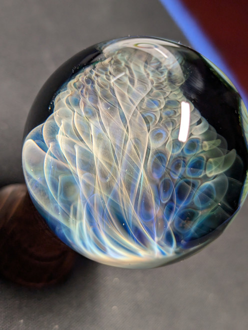 silver blues - Boro Glass Sphere 