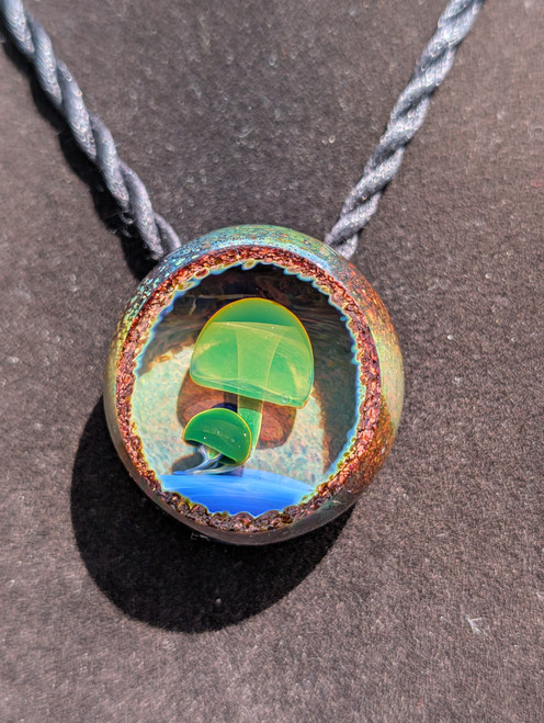platos cave - Boro Glass Mushroom Geode Pendant 