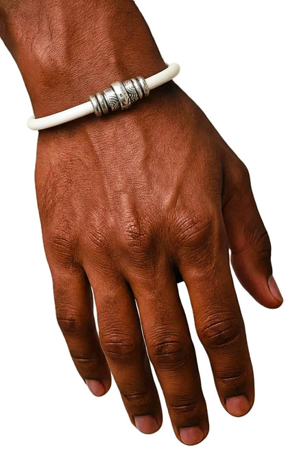 Men's 5 mm Arctic White Round Leather Cord Bracelet