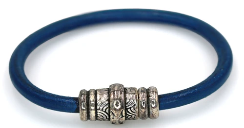 Men's 5 mm Blue Round Leather Cord bracelet
