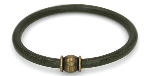 Men's 5 mm Army Green Round Leather Cord Bracelet