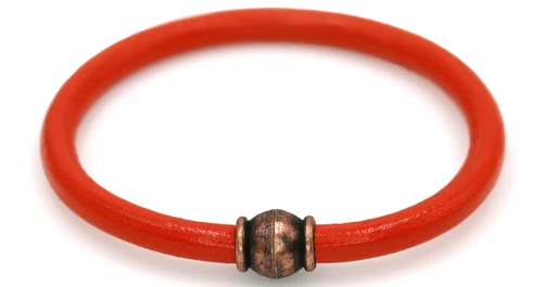 Men's 5 mm Orange Round Leather Cord Bracelet