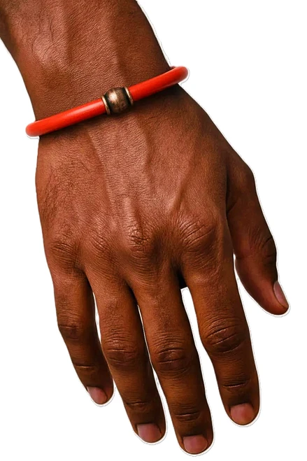 Men's 5 mm Orange Round Leather Cord Bracelet