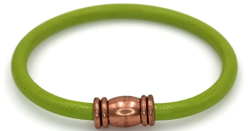 Women's 5 mm Pistachio Round Leather Cord Bracelet