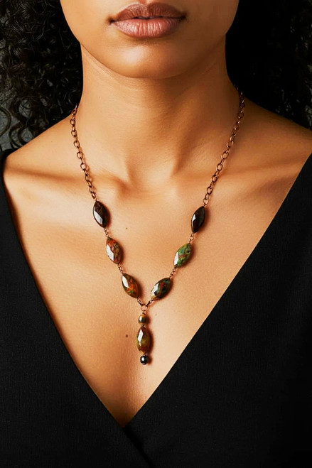 Red Creek Jasper/Green Opal/Sunset Mookaite Gemstone Statement Necklace