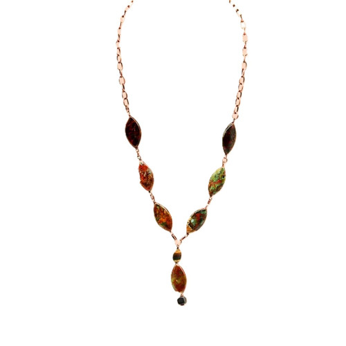 Red Creek Jasper/Green Opal/Sunset Mookaite Gemstone Statement Necklace