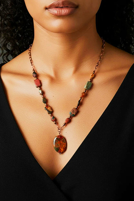 Red Creek Jasper Gemstone Statement Necklace