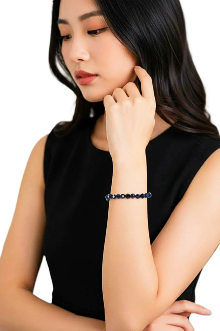 Women's 6 mm Dark Indigo Blue Crystal Bracelet